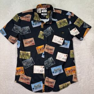 RSVLTS Star Wars Postcard Button Up Shirt Short Sleeve Collared Mens Large Funny